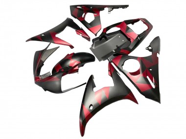 Affordable 2005 Yamaha YZF 600 R6 Motorcycle Fairings - Matte Black Red Geometric Australia