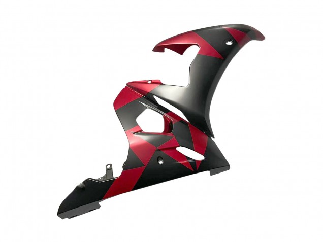 2005 Yamaha YZF 600 R6 Motorcycle Fairings - Matte Black Red Geometric Australia