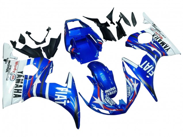 2005 Yamaha YZF 600 R6 Motorcycle Fairings - Blue White Red Motul Michelin Fiat Australia