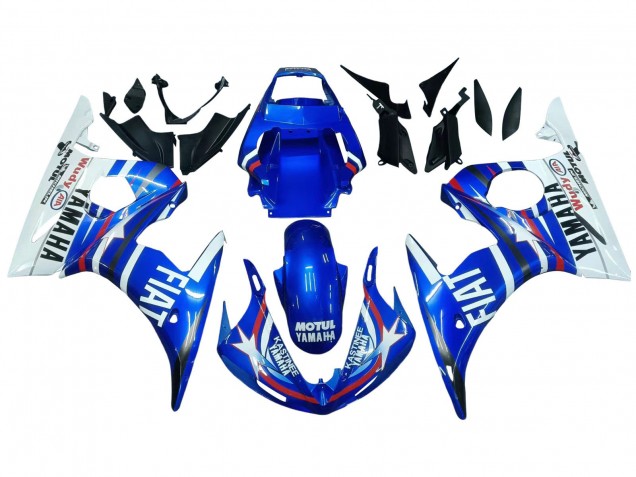 2005 Yamaha YZF 600 R6 Motorcycle Fairings - Blue White Red Motul Michelin Fiat Australia