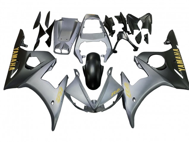 2005 Yamaha YZF 600 R6 Motorcycle Fairings - Grey Matte Black Gold Australia
