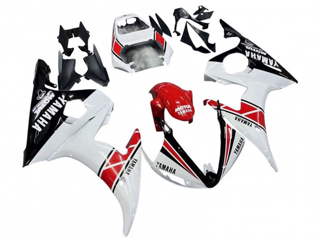 2005 Yamaha YZF 600 R6 Motorcycle Fairings - White Black Red Motul Australia