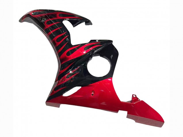 2005 Yamaha YZF 600 R6 Motorcycle Fairings - Black with Red Flame Australia
