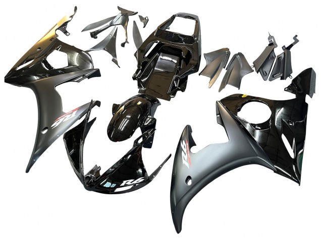 2005 Yamaha YZF 600 R6 Motorcycle Fairings - Glossy Black Matte Black Gold Australia