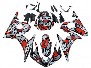 Affordable 2005 Yamaha YZF 600 R6 Motorcycle Fairings - Black Red Grey Camouflage Australia