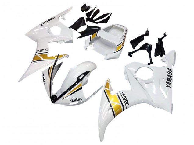 2005 Yamaha YZF 600 R6 Motorcycle Fairings - White Gold Black Australia