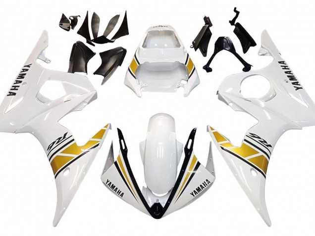 2005 Yamaha YZF 600 R6 Motorcycle Fairings - White Gold Black Australia