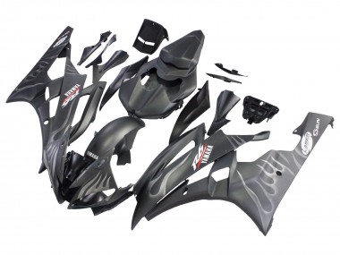 Affordable 2006-2007 Yamaha YZF 600 R6 Motorcycle Fairings - Matte Black Silver Flame Australia
