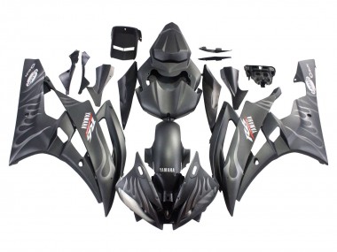 Affordable 2006-2007 Yamaha YZF 600 R6 Motorcycle Fairings - Matte Black Silver Flame Australia