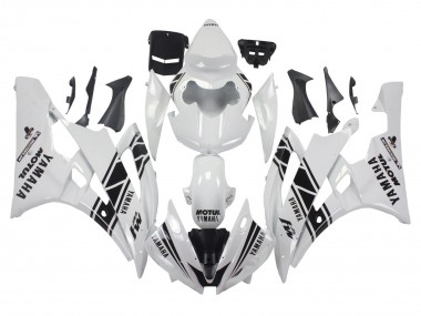 Affordable 2006-2007 Yamaha YZF 600 R6 Motorcycle Fairings - White Glossy Black Motul Michelin Australia