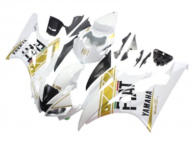 Affordable 2006-2007 Yamaha YZF 600 R6 Motorcycle Fairings - White Gold Black Fiat Australia