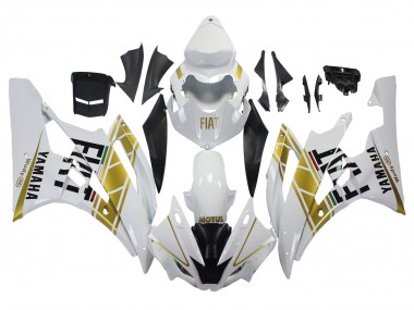 Affordable 2006-2007 Yamaha YZF 600 R6 Motorcycle Fairings - White Gold Black Fiat Australia