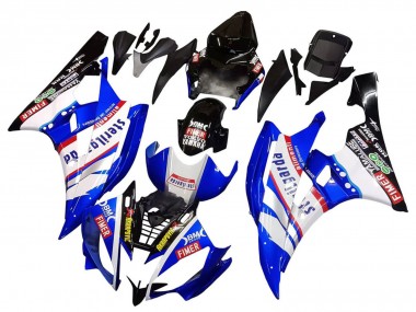 Affordable 2006-2007 Yamaha YZF 600 R6 Motorcycle Fairings - White Blue Black Fimer Volvo Yamalube Sterilgarda Australia