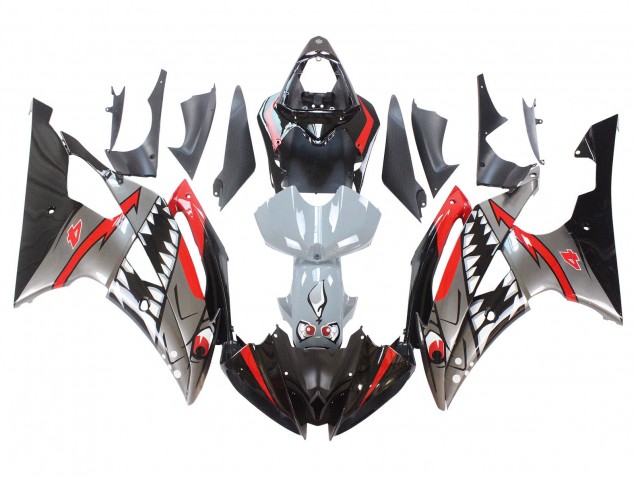 2008-2016 Yamaha YZF 600 R6 Motorcycle Fairings - Silver Black Red Shark 4 Australia