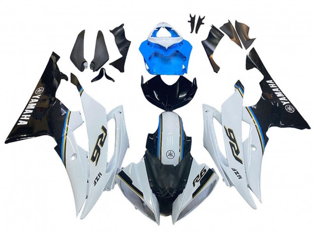 2008-2016 Yamaha YZF 600 R6 Motorcycle Fairing - White Blue Glossy Black Australia