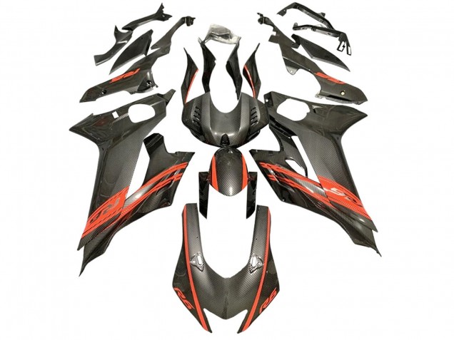 2017-2023 Yamaha YZF 600 R6 Motorcycle Fairings - Red Black Carbon Fiber Style Australia