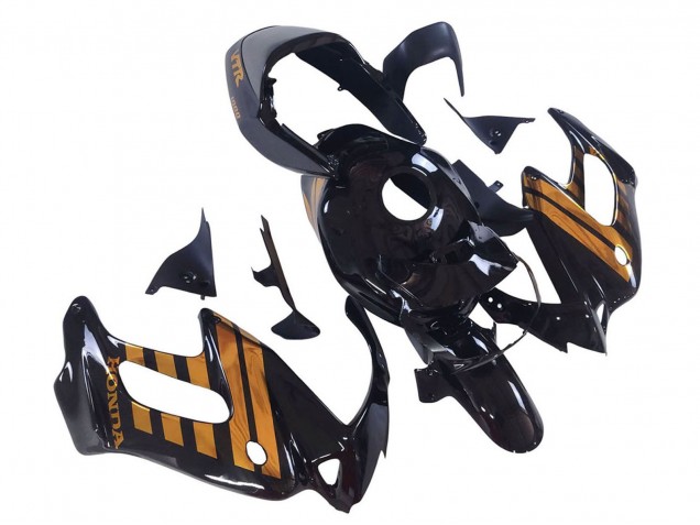 1997-2005 Honda VTR1000F Motorcycle Fairings - Glossy Black Gold Australia