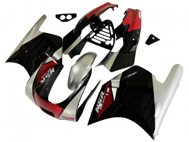 1988-1989 Honda NSR250R Motorcycle Fairings - Silver Red Glossy Black Australia