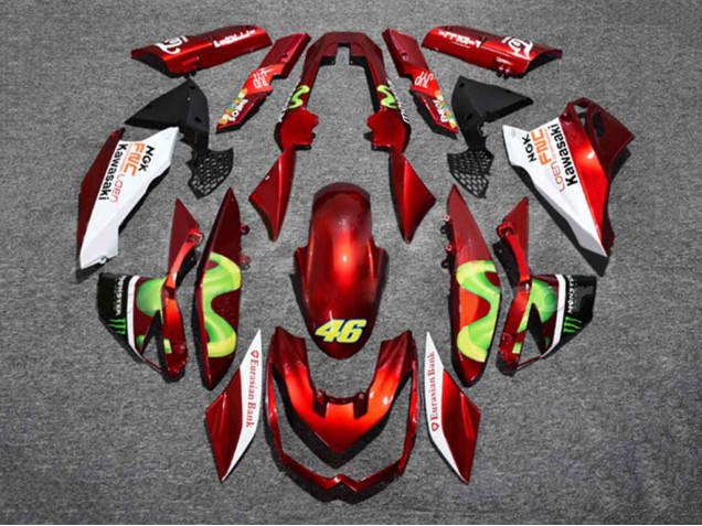 2010-2013 Kawasaki Z1000 Motorcycle Fairings - Red White Green Monster 46 Australia