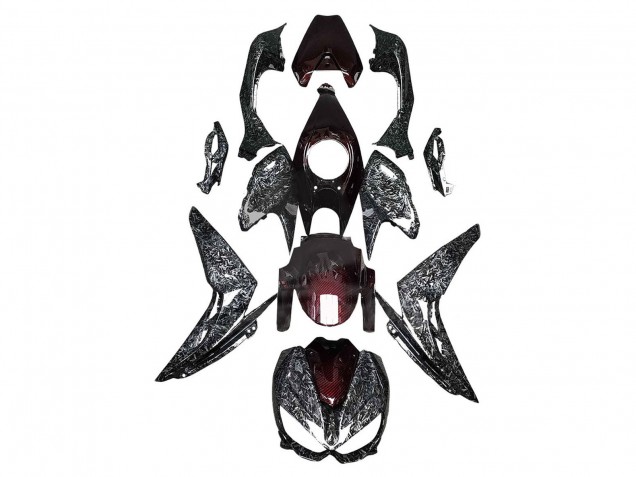 2014-2019 Kawasaki Z1000 Motorcycle Fairings - Black Red Forged Carbon Fiber Australia