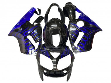 Affordable 2000-2001 Kawasaki ZX12R Motorcycle Fairings - Glossy Black Blue Flame Australia