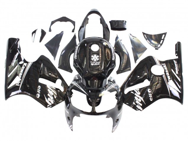 2000-2001 Kawasaki ZX12R Motorcycle Fairings - Glossy Black White Elf Snow Australia