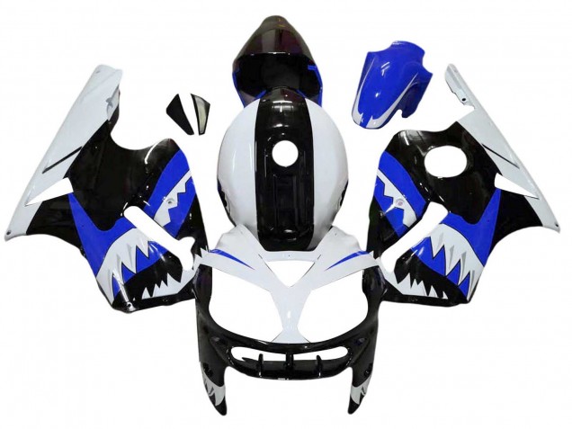 2002-2006 Kawasaki ZX12R Motorcycle Fairings - White Blue Black Shark Australia