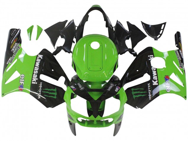 2002-2006 Kawasaki ZX12R Motorcycle Fairing - Green Glossy Black Elf Touch4 Monster Australia
