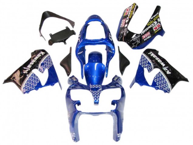 2000-2001 Kawasaki ZX9R Motorcycle Fairings - Blue White Glossy Black Australia
