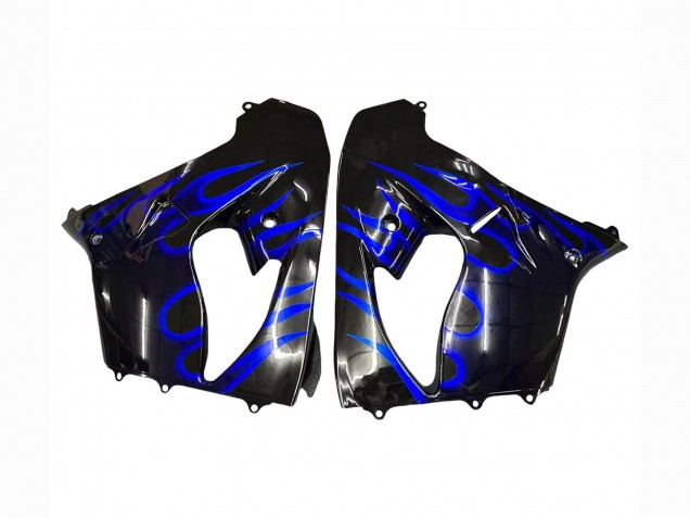2000-2001 Kawasaki ZX9R Motorcycle Fairings - Glossy Black Blue Flame White Australia