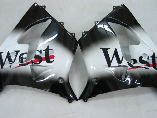 2000-2001 Kawasaki ZX9R Motorcycle Fairings - Glossy Black White West Australia