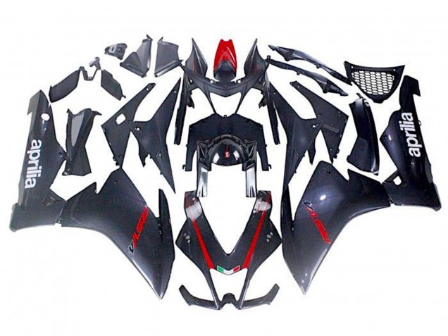 2009-2015 Aprilia RSV4 1000 Motorcycle Fairings - Black Faux Carbon Fiber Red Australia