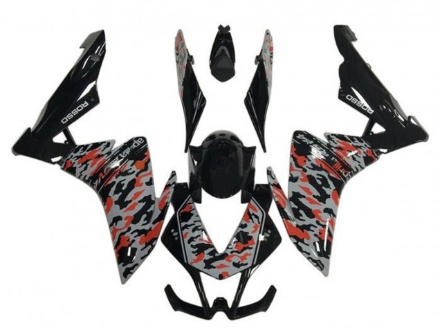 2009-2015 Aprilia RSV4 1000 Motorcycle Fairings - Black Grey Red Camouflage Australia