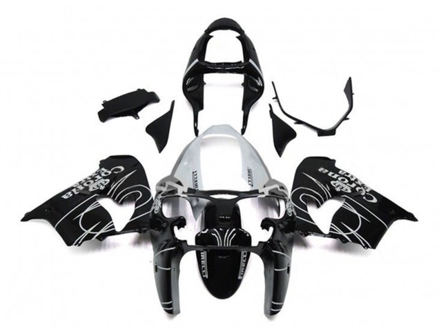 2002-2003 Kawasaki ZX9R Motorcycle Fairings - Glossy Black White Corona Extra Australia
