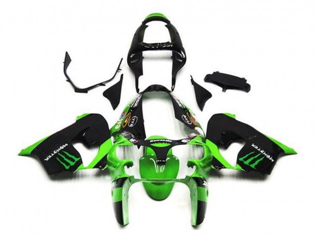 2002-2003 Kawasaki ZX9R Motorcycle Fairings - Green Black Monster Australia