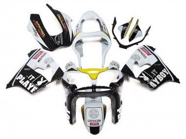 Affordable 2002-2003 Kawasaki ZX9R Motorcycle Fairings - White Black Yellow Playboy Australia