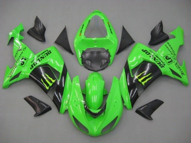 Affordable 2006-2007 Kawasaki ZX10R Motorcycle Fairings - Green Glossy Black Monster Dunlop Australia