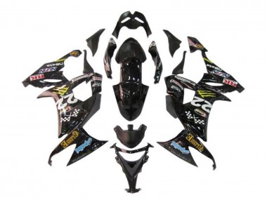 Affordable 2008-2010 Kawasaki ZX10R Motorcycle Fairings - Glossy Black Blue Yellow Monster Australia