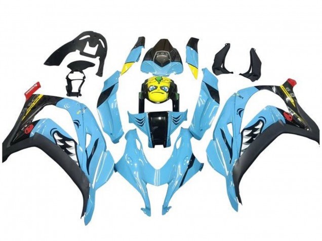 2016-2020 Kawasaki ZX10R Motorcycle Fairings - Light Blue Yellow Shark Australia