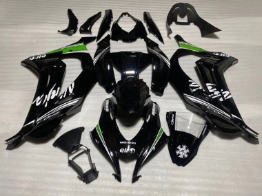 Affordable 2016-2020 Kawasaki ZX10R Motorcycle Fairings - Glossy Black White Green Stripe Snow Australia