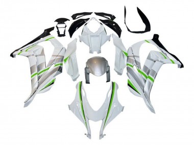 Affordable 2016-2020 Kawasaki ZX10R Motorcycle Fairings - White Silver Green Stripe Australia