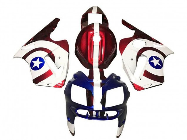 2000-2001 Kawasaki ZX12R Motorcycle Fairings - Candy Red White Blue Captain America Australia