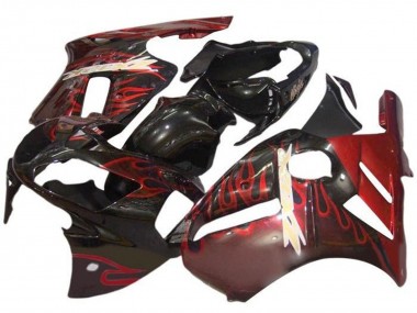 Affordable 2000-2001 Kawasaki ZX12R Motorcycle Fairings - Glossy Black Red Flame Australia