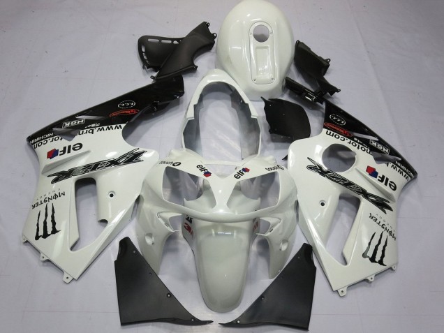 2000-2001 Kawasaki ZX12R Motorcycle Fairings - Pearl White Black Elf Monster Energy Australia