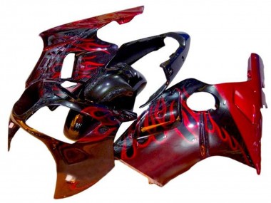 Affordable 2002-2006 Kawasaki ZX12R Motorcycle Fairings - Glossy Black Red Flame Australia
