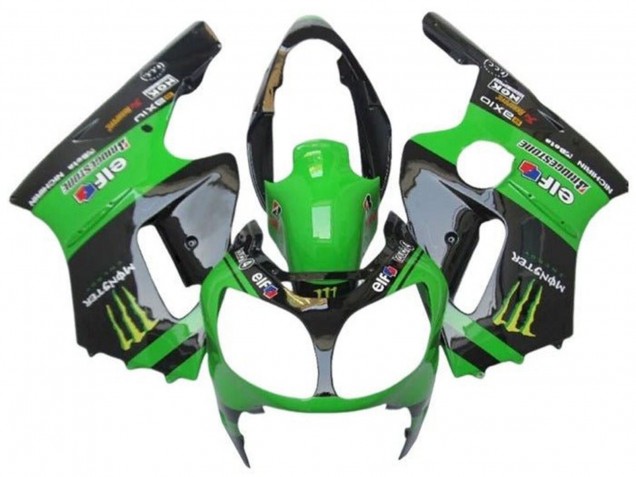 2002-2006 Kawasaki ZX12R Motorcycle Fairings - Green Glossy Black Elf Touch4 Monster Australia
