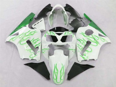 Affordable 2002-2006 Kawasaki ZX12R Motorcycle Fairings - White Green Flame Australia