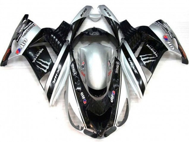 2006-2011 Kawasaki ZX14R ZZR1400 Motorcycle Fairings - Silver Black Elf Touch4 Monster Bridgestone Australia