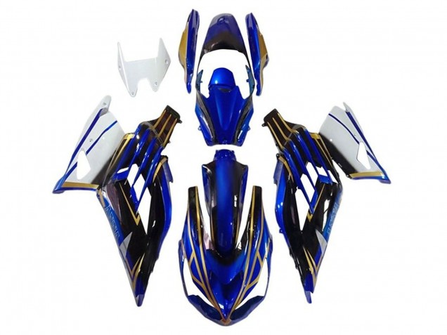 2012-2024 Kawasaki ZX14R ZZR1400 Motorcycle Fairings - White Gold Blue Black Stripe Australia