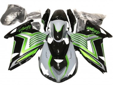 Affordable 2012-2024 Kawasaki ZX14R ZZR1400 Motorcycle Fairings - White Green Glossy Black Australia